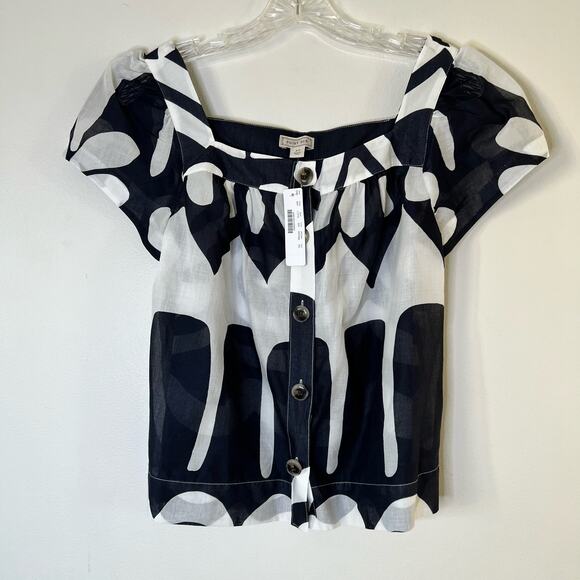 NWT J. Crew Point Sur Sheer Abstract Cotton Blouse Sz XS - Picture 3 of 6